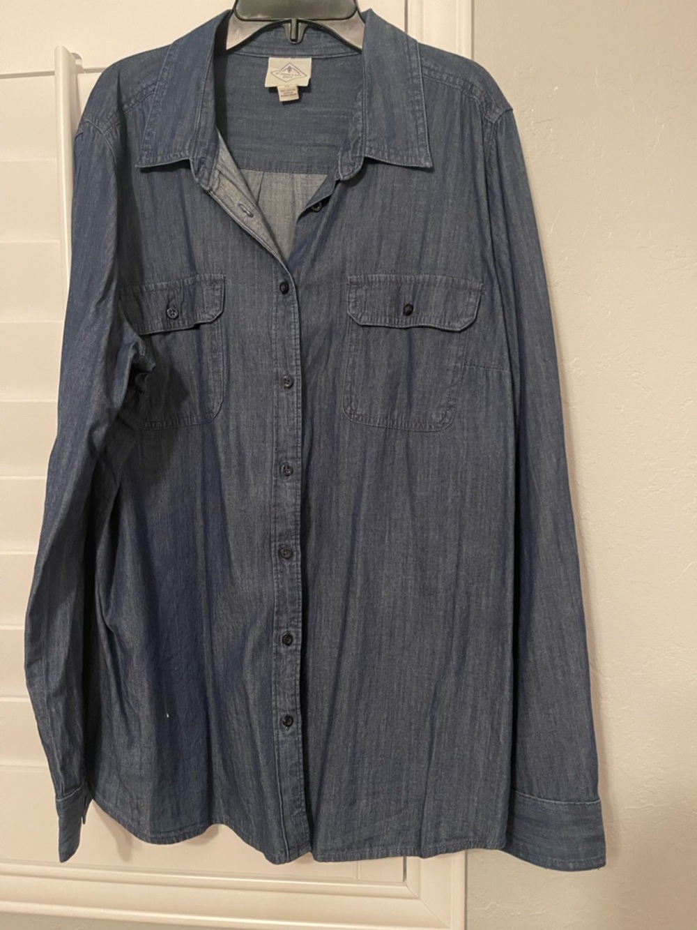 St. John's Bay Women's Denim-Style Button Down Shirt in Blue